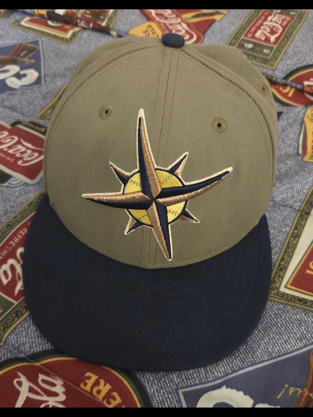 Olive and Navy Compass Emblem Snapback Hat